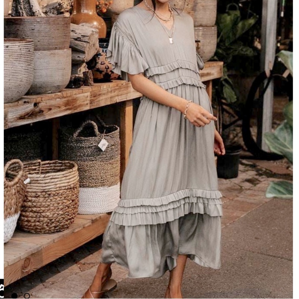 Bohme Willa Midi Ruffle Dress NWT